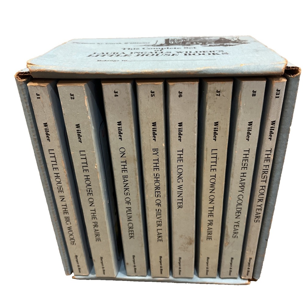 Vtg Little House On The Prairie Laura Ingalls Wilder Blue Book Box Set 70s READ